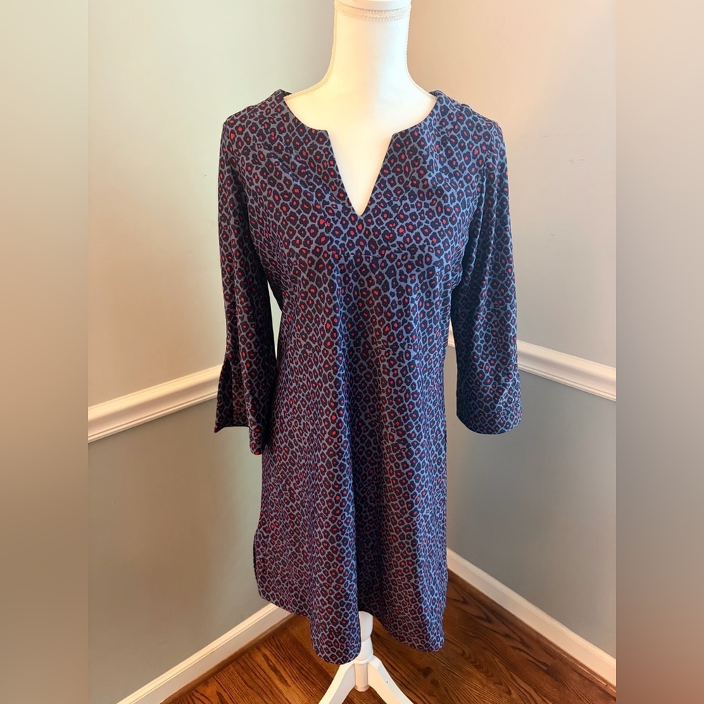 Jude Connally Megan Tunic Shift Dress – Blue & Red Leopard Print - Large